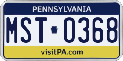 PA license plate MST0368