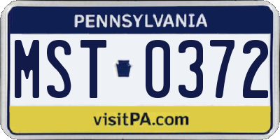 PA license plate MST0372