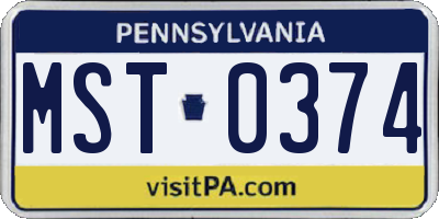 PA license plate MST0374