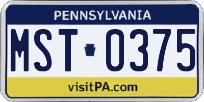 PA license plate MST0375