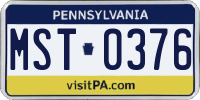 PA license plate MST0376