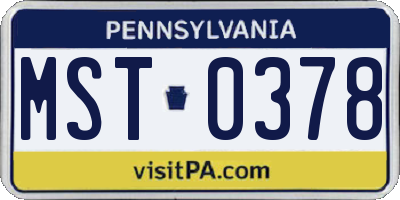 PA license plate MST0378