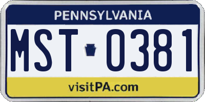 PA license plate MST0381