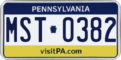 PA license plate MST0382