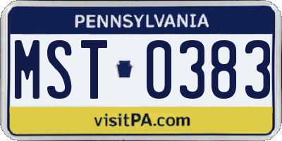 PA license plate MST0383