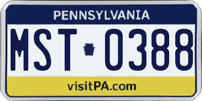 PA license plate MST0388