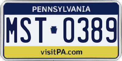 PA license plate MST0389