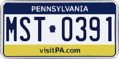 PA license plate MST0391