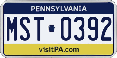 PA license plate MST0392