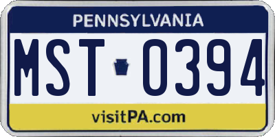 PA license plate MST0394
