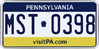 PA license plate MST0398