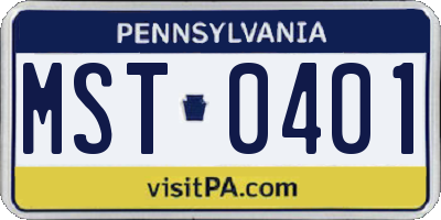 PA license plate MST0401