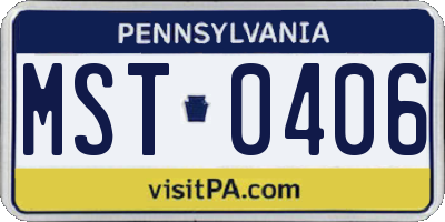 PA license plate MST0406