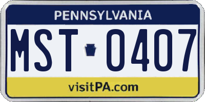 PA license plate MST0407