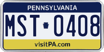 PA license plate MST0408