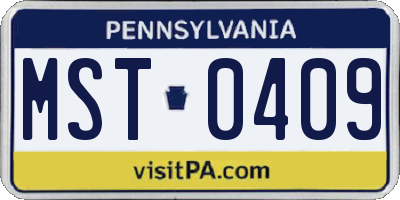 PA license plate MST0409