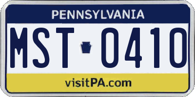 PA license plate MST0410