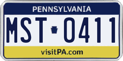 PA license plate MST0411