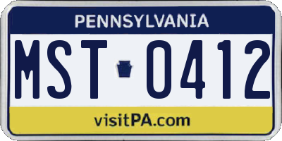 PA license plate MST0412