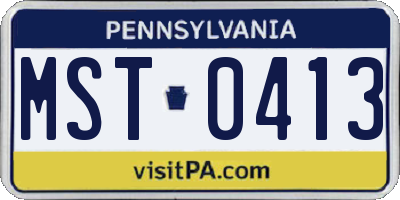 PA license plate MST0413