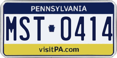 PA license plate MST0414