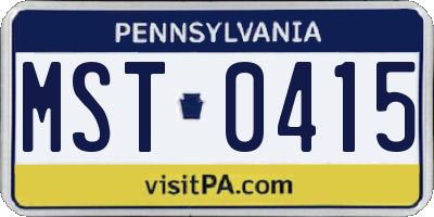 PA license plate MST0415