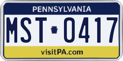 PA license plate MST0417