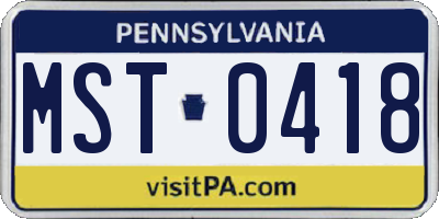 PA license plate MST0418