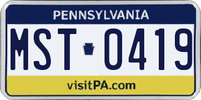 PA license plate MST0419