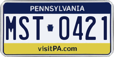 PA license plate MST0421