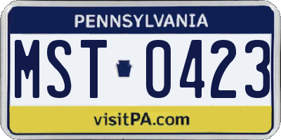 PA license plate MST0423