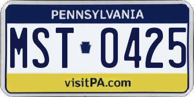 PA license plate MST0425