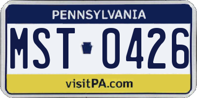 PA license plate MST0426