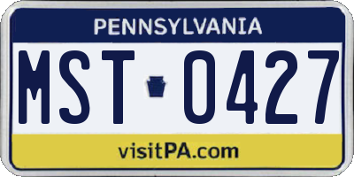 PA license plate MST0427