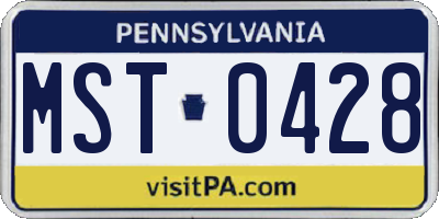 PA license plate MST0428