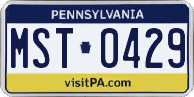 PA license plate MST0429