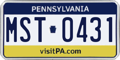 PA license plate MST0431