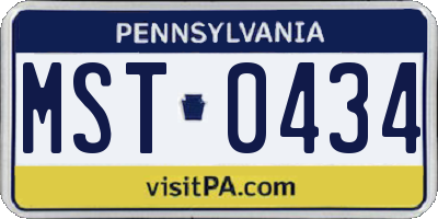 PA license plate MST0434