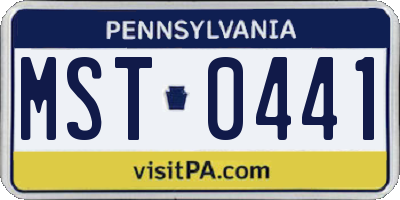 PA license plate MST0441
