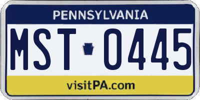 PA license plate MST0445