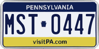 PA license plate MST0447
