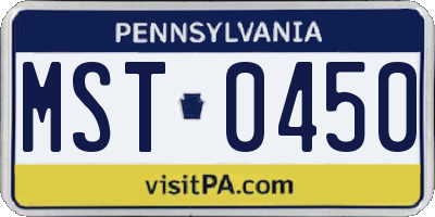 PA license plate MST0450