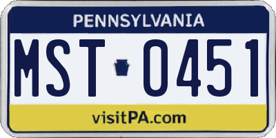 PA license plate MST0451