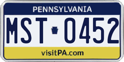 PA license plate MST0452