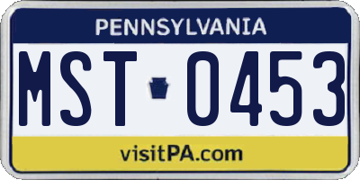PA license plate MST0453