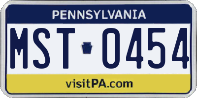PA license plate MST0454