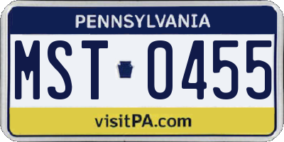 PA license plate MST0455