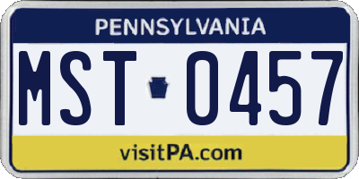 PA license plate MST0457