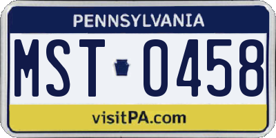 PA license plate MST0458