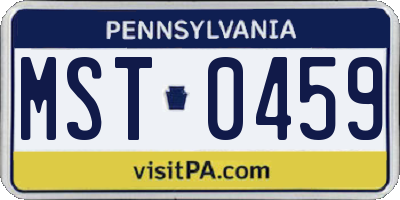 PA license plate MST0459